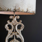Antique White Table Lamp with Carved Damask Base and Metal Shade