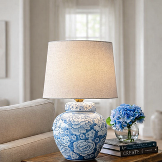 Chateau Blue Floral Table Lamp