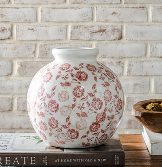 Rouge Floral Round Vase - 8"
