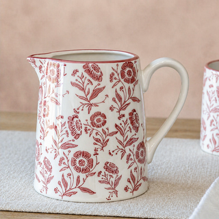 Red Primrose Pattern Pitcher