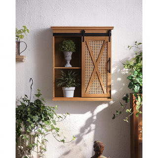 Sliding Barn Door Cabinet - Brown