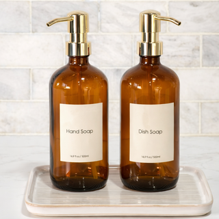 Hands / Dish Amber Soap Dispensers (set of 2)