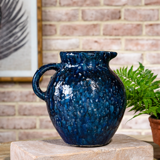 Blue Textured Pitcher 9"