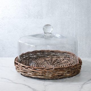 Willow and Glass Cake Displayer - 13"