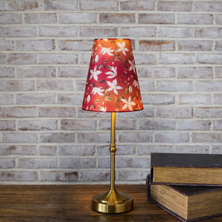 LED Lamp - Red Floral Lampshade