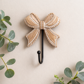 Wooden Bow Wall Hook - Set of 2