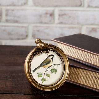 3.5 "  Antiqued Gold Bird Photo Frame