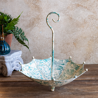 Distressed French Blue Umbrella Bird Feeder