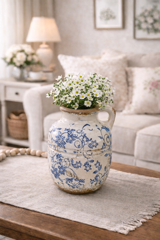 Blue Heirloom Handle Vase 5"