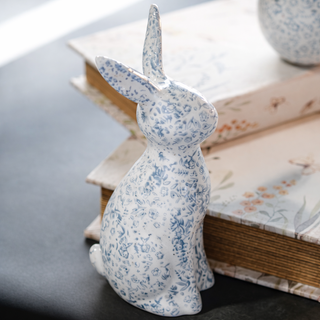 Blue Floral Bunny 8"