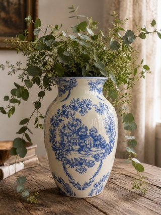 Versailles Garden Toile Vase - Blue