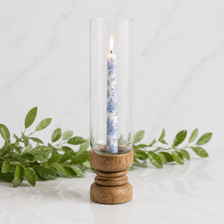 Timber & Glass Hurricane Taper Candle Holder - 13"