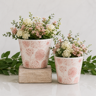 Red Floral Garden Planters - Set of 2