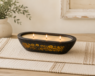 River Chic Candles - 3 Wick Gilded Garden Dough Bowl Candle