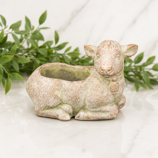 Verdi Copper Sitting Cow Planter - 8.25"
