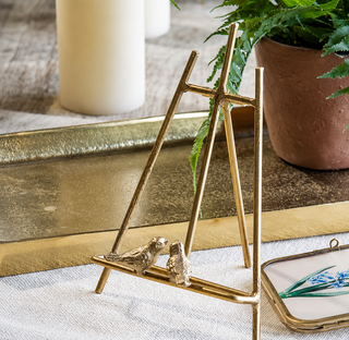 Chirping Birds - Gold Metal Easel 7"