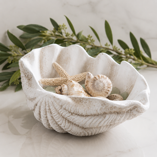 White Cement Claim Shell Bowl - 10"