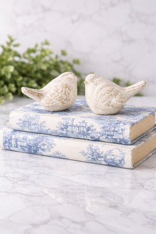 Golden Washed Cement Birds (Set of 2)