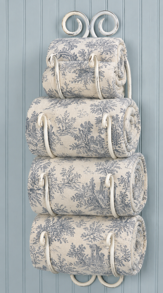 Scroll Bath Iron Towel Holder - Distressed White