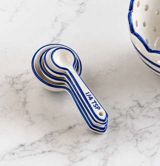 Blue Stripe Ceramic Measuring Spoons - Set of 4