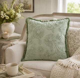 Celadon Green Large Zinna Pillow - 20"