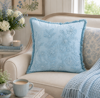 Cloud Blue Zinna Pillow - 20"