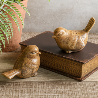 Beige Ceramic Birds- Set of 2