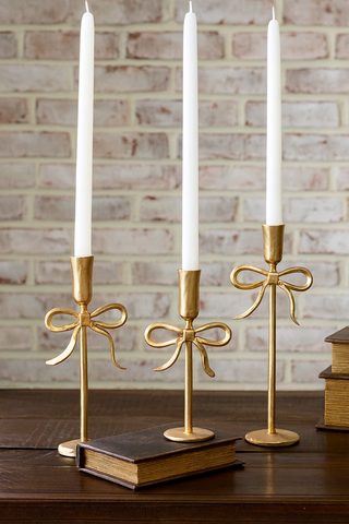 Gold Bow Candle Holders (Set of 3)