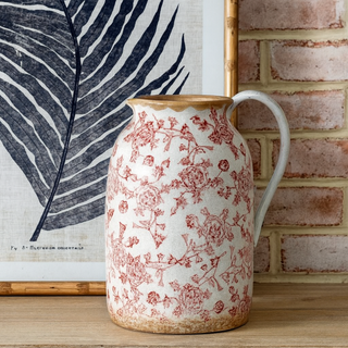 9.3"  Red Heritage Handle Vase
