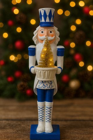 Nutcracker with LED Tree - Blue/Gold