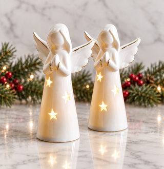 LED Ceramic Angel - Set of 2