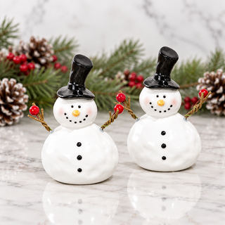 Ceramic Snowman 5.5 " - Set of 2