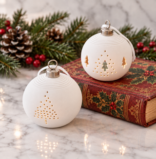 Ceramic LED Tree Ornaments (Set of 2)