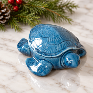 Blue Turtle with Lid - 8"