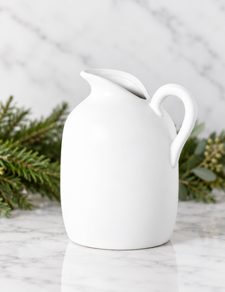 White Ceramic Pitcher - 8.6"