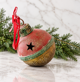 Distressed Golden Hanging Bell - 9"