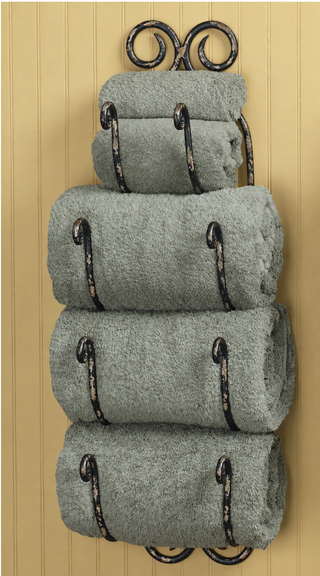 Scroll Bath Iron Towel Holder - Distressed Black