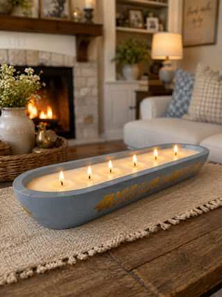 River Chic Candles - 6 Wick Gilded Garden Dough Bowl Candle - Coastal Blue