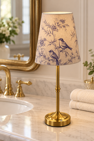 LED Lamp - Blue Toile Lampshade