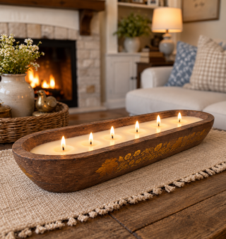 River Chic Candles - 6 Wick Gilded Garden Dough Bowl Candle - Barnwood Brown