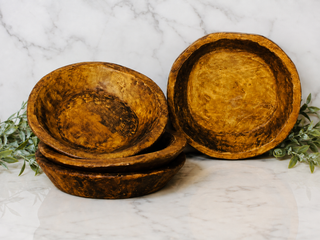 Wooden Dough Bowl Brown - Round 15"