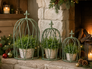 Secret Garden Cloche Topiary Set (set of 3) - Sea Glass