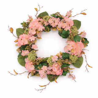 Hydrangea Pink Wreath 32"