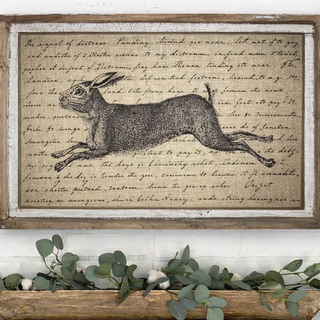 French Country Leaping Rabbit On Burlap