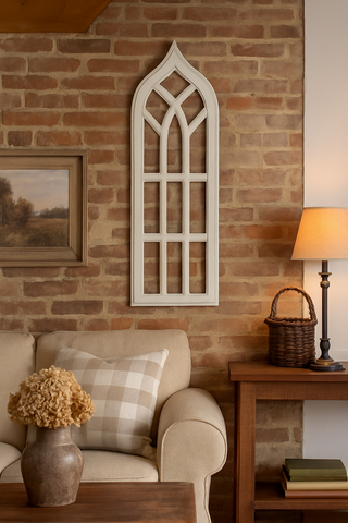 12 Pane Wooden Window Frame – Rustic White Wall Decor