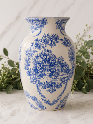 Versailles Garden Toile Vase - Blue