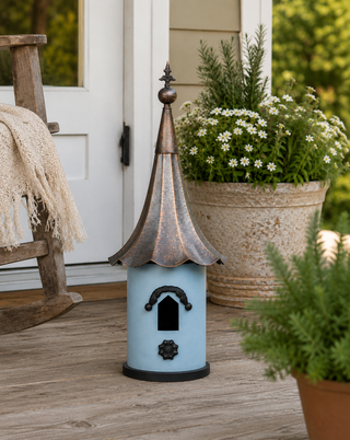 Metal Pagoda Birdhouse - Sea Glass
