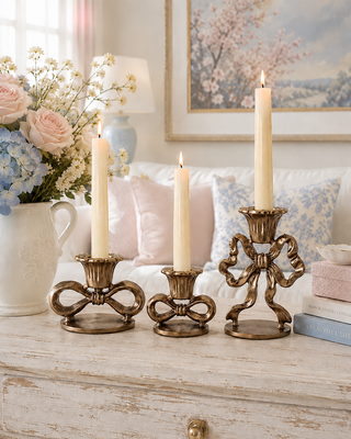 Heritage Bow Candle Holders - Set of 3