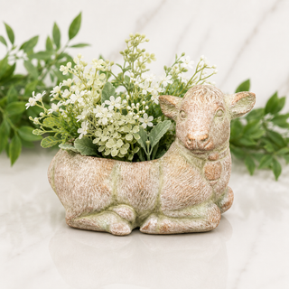 Verdi Copper Sitting Cow Planter - 8.25"