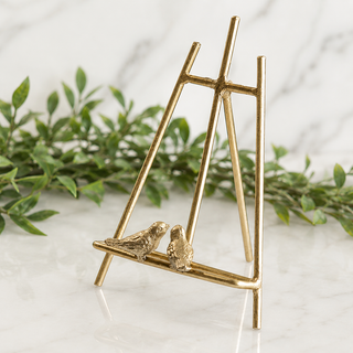 Chirping Birds - Gold Metal Easel 7"